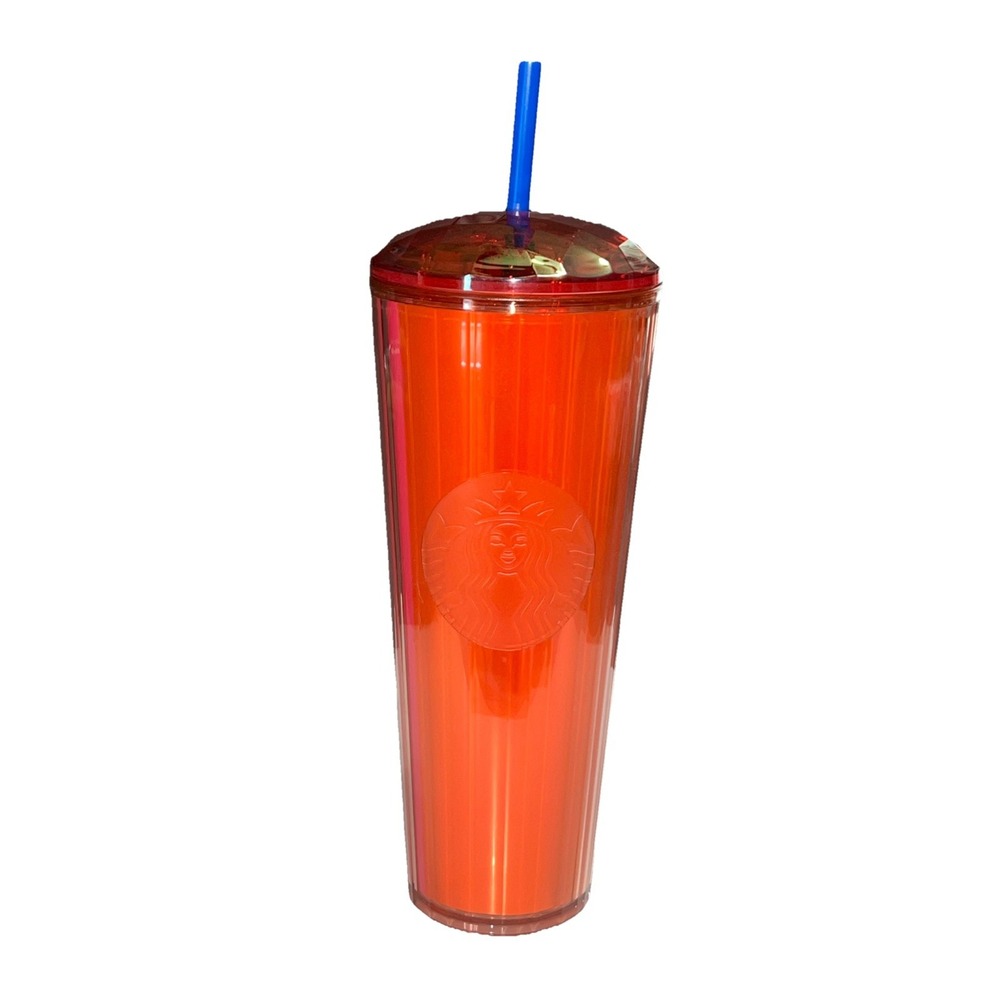 Starbucks Summer 2024 Venti‎ Dome Tumbler Orange Pink Split Iridescent 24 Oz New